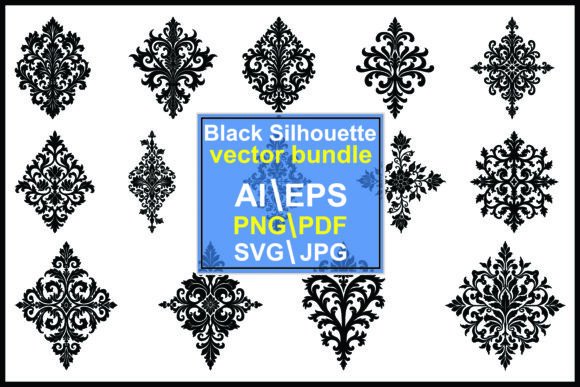 Baroque Floral Silhouette Vector Bundle Graphics Review