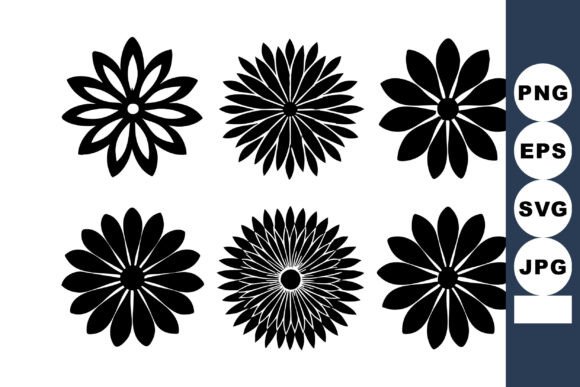 Black Silhouette Floral Patterns Set Wit Graphics and Illustrations