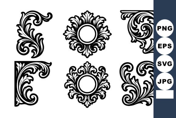 Classic Ornamental Vintage Floral Corner: Elegant Graphics for Editorial Illustrations