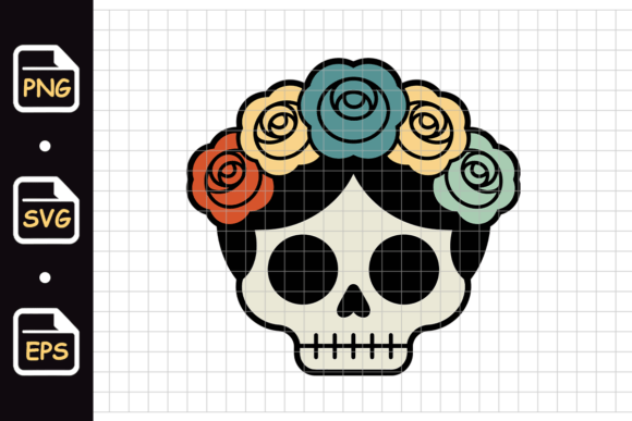Colorful Sugar Skull with Floral Crown: A Graphics and Illustrations Review