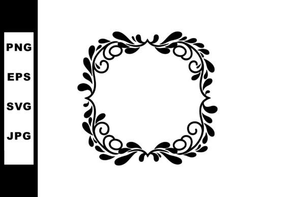 Decorative Black Ornamental Floral Frame Graphics for Illustrations