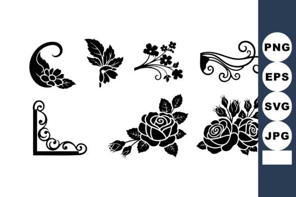 Decorative Floral Corner and Border Elem Graphics & Illustrations