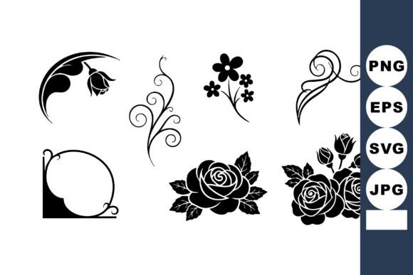 Decorative Floral Ornaments with Black R: A Graphics Review