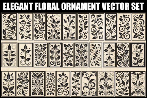 Elegant Floral Ornament Vector Set for Graphics and Illustrations