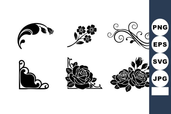 Floral and Swirl Black Ornamental Corner Graphics Review