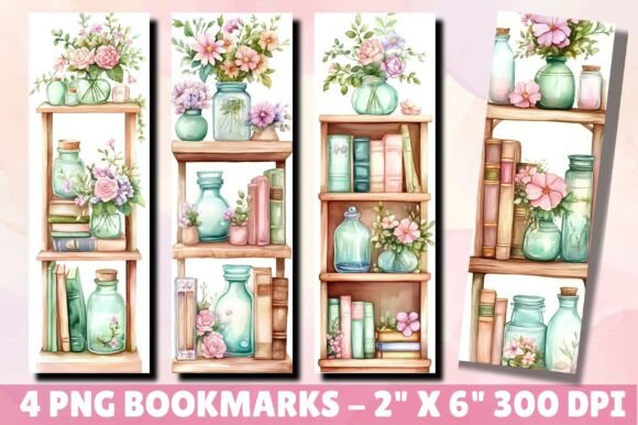 Floral Bookshelf Bookmark Design: Graphics & Illustrations Review