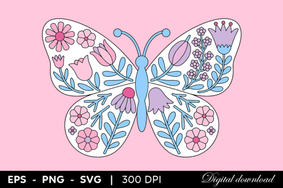 Floral Butterfly with Botanical Wings: A Designer's Review of Graphics and Illustrations
