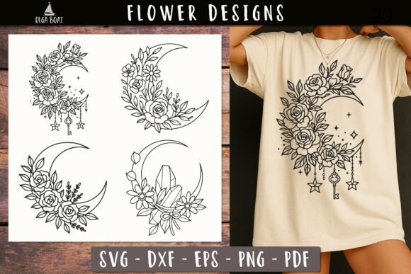 Floral Celestial Moon SVG: A Review for Graphics and Illustrations