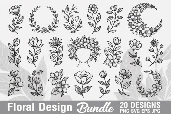 Floral Design SVG PNG Bundle for Graphics and Illustrations