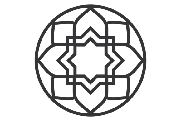 Floral Logo in Geometric Line Art Style for Graphics & Illustrations
