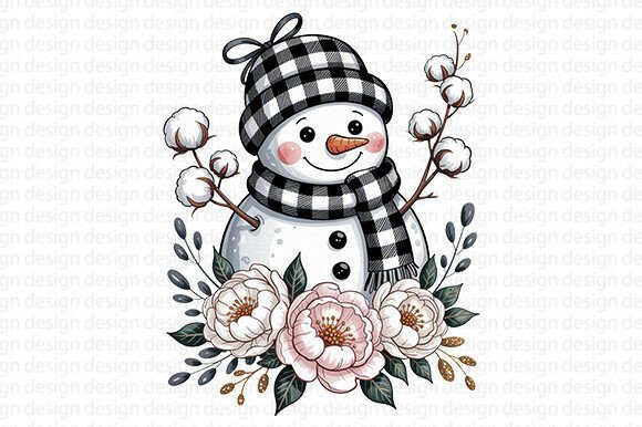 Floral Snowman Png, Winter Graphics and Illustrations Review