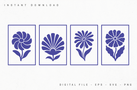 Floral Vector Set Bold Folk Style Flower for Graphics and Illustrations