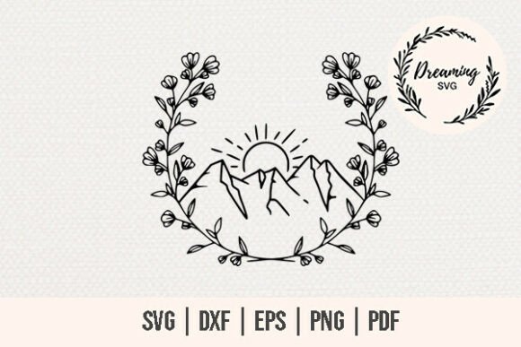 Floral Wreath Mountain SVG Graphics & Illustrations Review