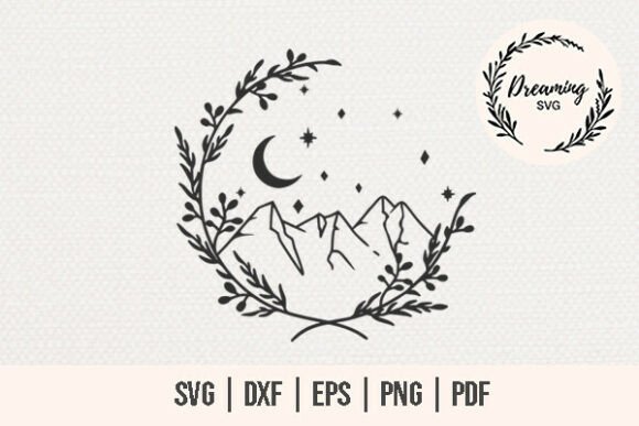 Floral Wreath Mountain SVG - Wreath SVG Graphics