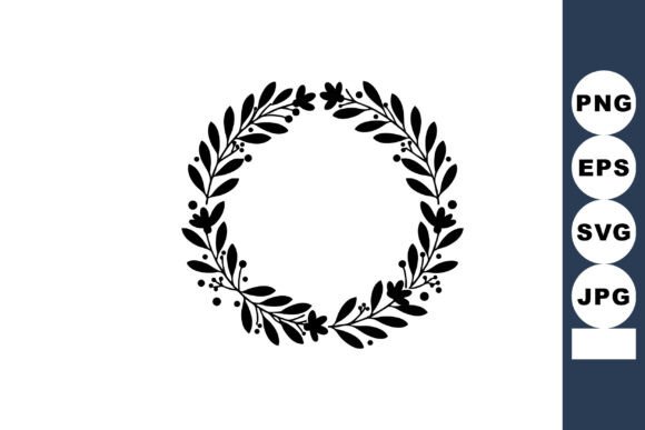 Floral Wreath with Leaves and Flowers De: Graphics & Illustrations Review