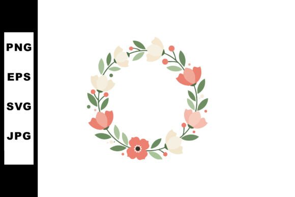 Floral Wreath with Soft Pink and White F Graphics for Illustrations