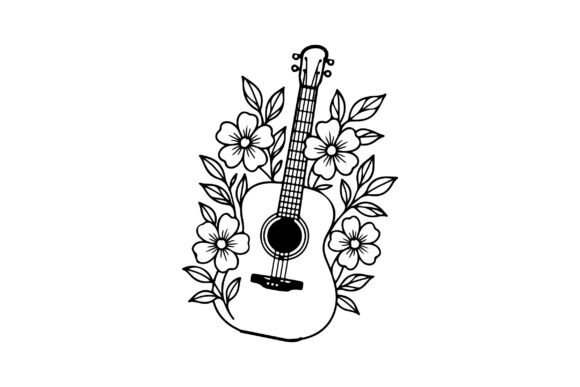 Free Floral Guitar SVG PNG Clipart for Graphics & Illustrations