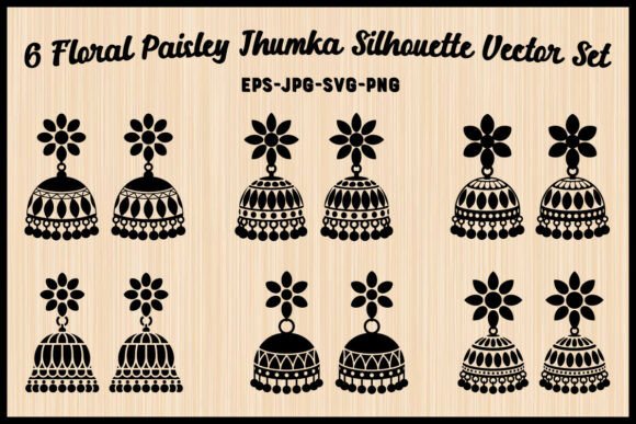 Jhumka Paisley Floral Vector Set for Graphics and Illustrations