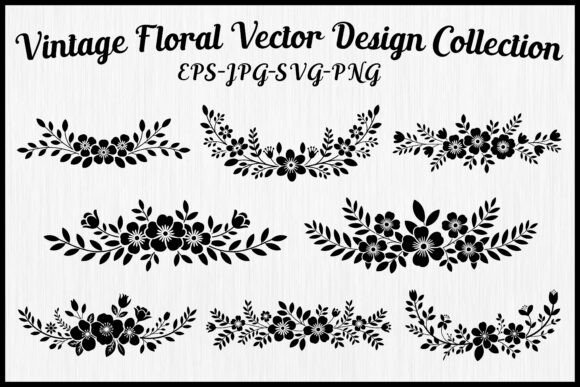 Laser Cut Floral Divider Vector Art for Graphics and Illustrations
