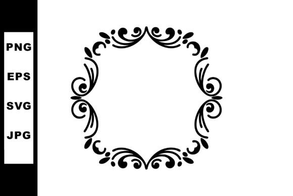 Ornamental Black Floral Frame Vector Des for Graphics & Illustrations