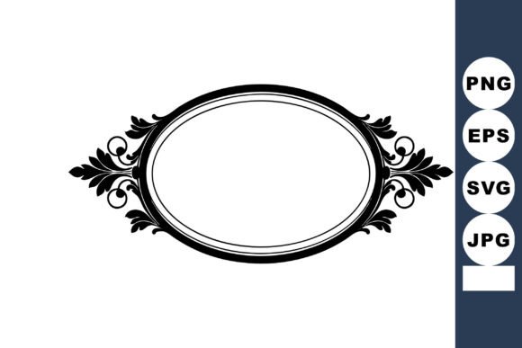 Ornate Vintage Oval Frame with Floral De Graphics & Illustrations
