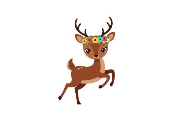 Playful Young Deer with Floral Crown: Real Design Review