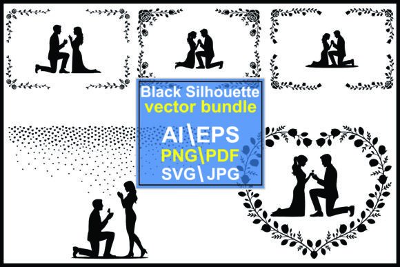 Silhouette Proposal Scenes with Floral Graphics and Illustrations