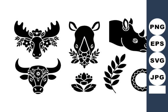 Stylized Animal Silhouettes with Floral Graphics and Illustrations