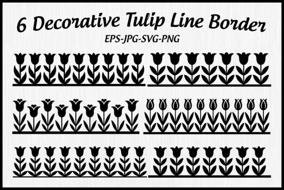 Tulip Floral Border Pattern: Premium Graphics for Handmade Illustrations