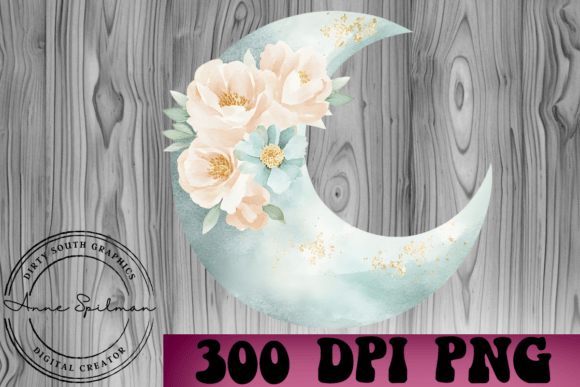 Watercolor Floral Moon Graphics for Modern Illustrations